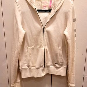 Victoria Secret PINK White Rhinestone Dog Zip Hood